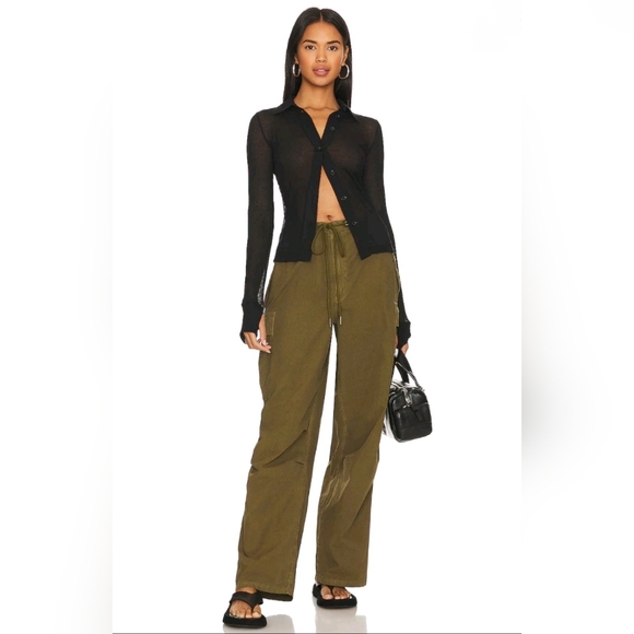 Nili Lotan Lison Oversized Cargo Pant Olive Green XS